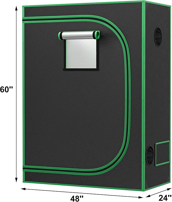JupiterForce 2x4 Grow Tent with Observation Window and Floor Tray High Reflective Mylar Hydroponic Grow Tents Indoor Grow Room for Home Plant Growing Black 24x 48x 60