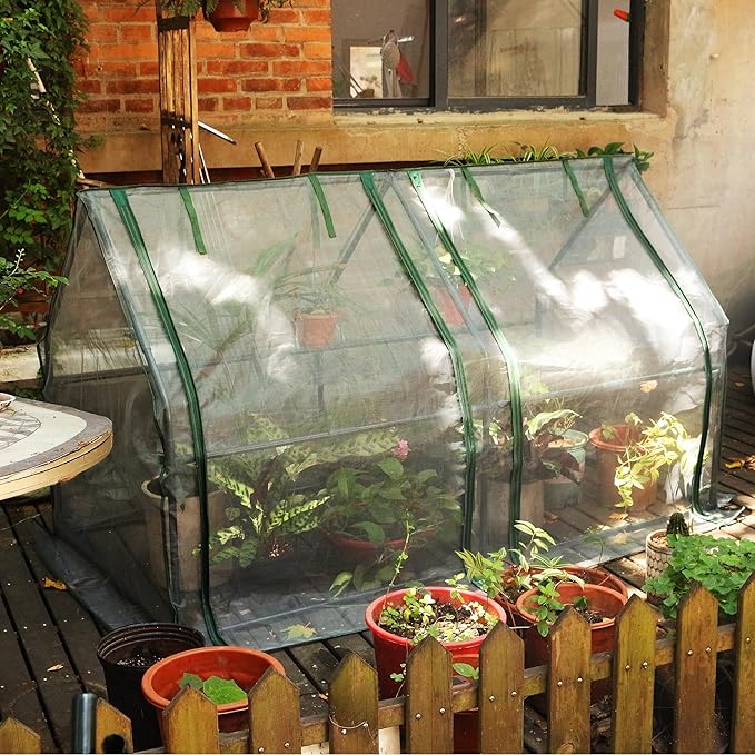 Gardzen Mini Greenhouse with Mesh Cover Portable Outdoor Greenhouse Enhanced Ventilation Ideal for Spring Summer &amp Fall 71.7(L) x36.2(W) x42.5(H)