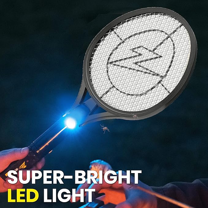 ZAP IT! Bug Zapper Rechargeable Bug Zapper Racket 4000 Volt USB Charging Cable 2 Pack