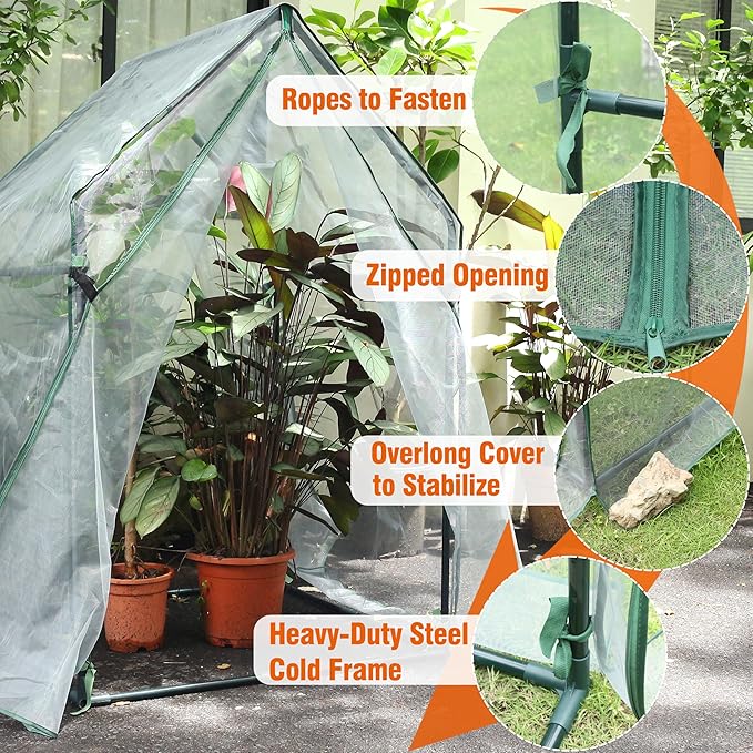 Gardzen Mini Greenhouse with Mesh Cover Portable Outdoor Greenhouse Enhanced Ventilation Ideal for Spring Summer &amp Fall 36.2(L) x36.2(W) x59.5(H)