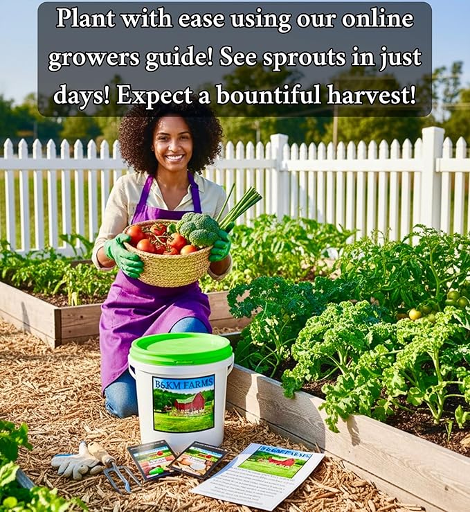 Beginner Survival Seed Vault: 10000+ Heirloom &amp Non-GMO Seeds (20 Easy to Grow Varieties) by B&ampKM Farms