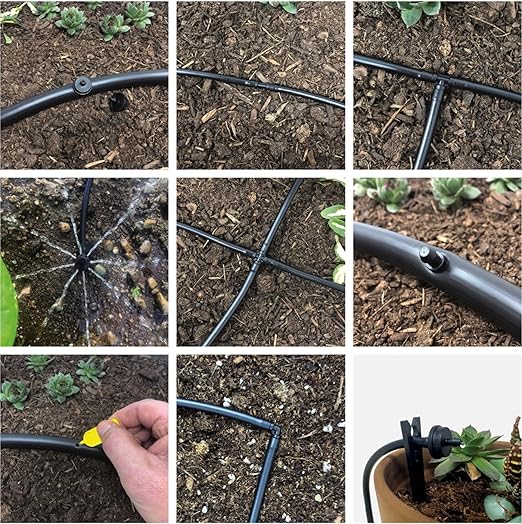 Drip Irrigation Repair and Extension Kit | Made in USA | 107 Piece | 1/4” Fittings Emitters &amp Tubing