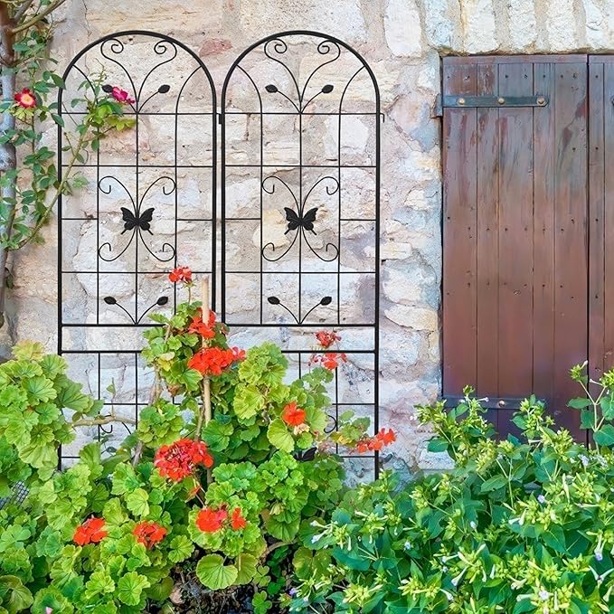 4 Pack Metal Garden Trellis 86.7 x 19.7 Rustproof Trellis for Climbing Plants Outdoor Flower Support Black-82