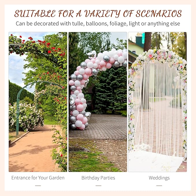 82'' Decorative Metal Garden Trellis Arch with Durable Steel Tubing &amp Elegant Scrollwork Perfect for Weddings Outdoor Events Garden Decor