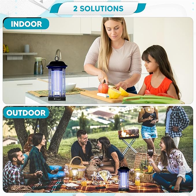 Bug Zapper Outdoor Waterproof – 18W Lamp Outdoor Fly Traps – Compact and Ergonomic IPX4 Mosquito Killer Outdoor – Special Cleaning Mechanism – Ideal for Yard Patio Balcony