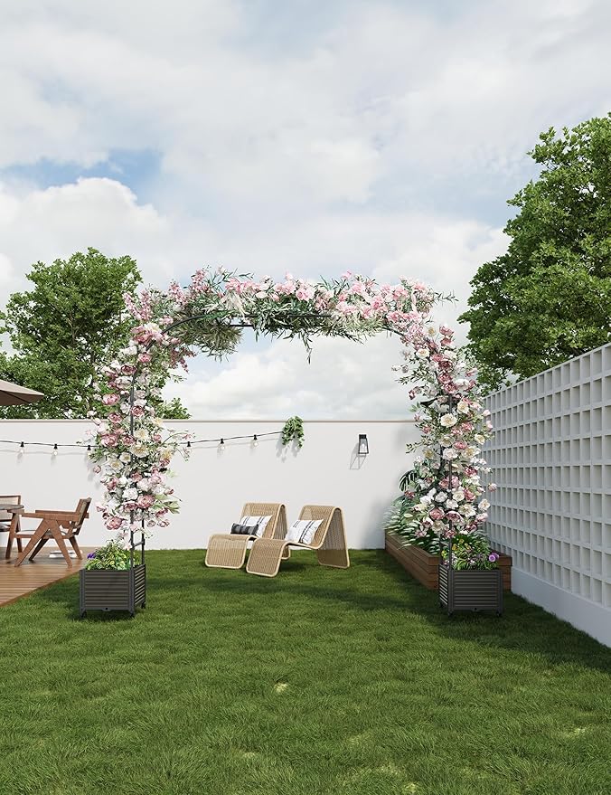 Span 86.6 Garden Arch Trellis for Climbing PlantsMetal Arch Frame Outdoor Garden Arbors and Arches for Halloween Christmas Birthday Party Baby Shower Decoration