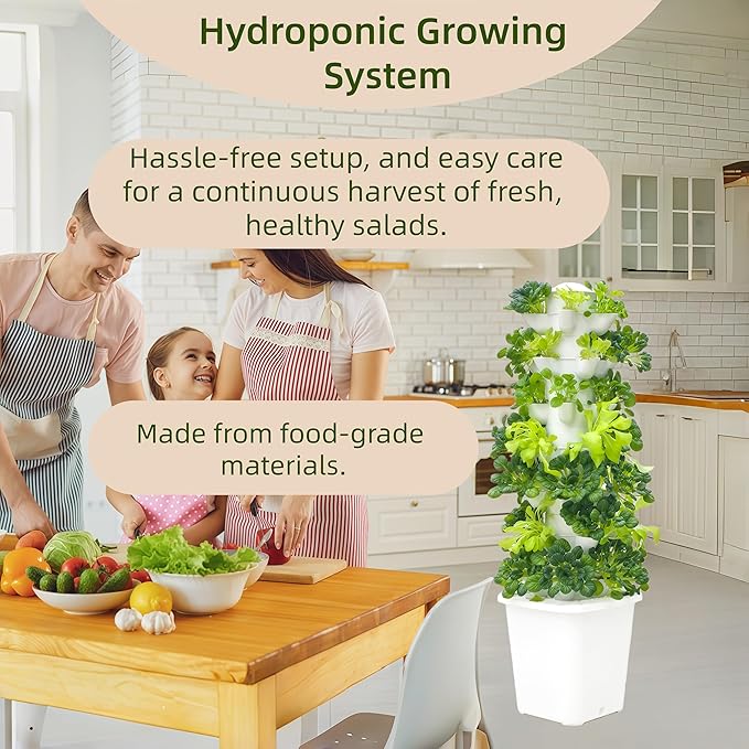 Hydroponic Growing System Kit - Hydroponic Tower Indoor Smart Vertical GardenHydroponic Vegetable System35 Pods Automatic Timer Gardening Gift