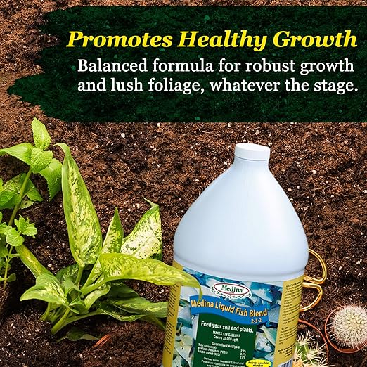 Medina Liquid Fish Blend Quart - 2-3-2 Fertilizer for GRO Bloom and Lush Gardens - Seaweed Enriched Plant Food for Vibrant Growth and Blooms - Available in 1 Gallon