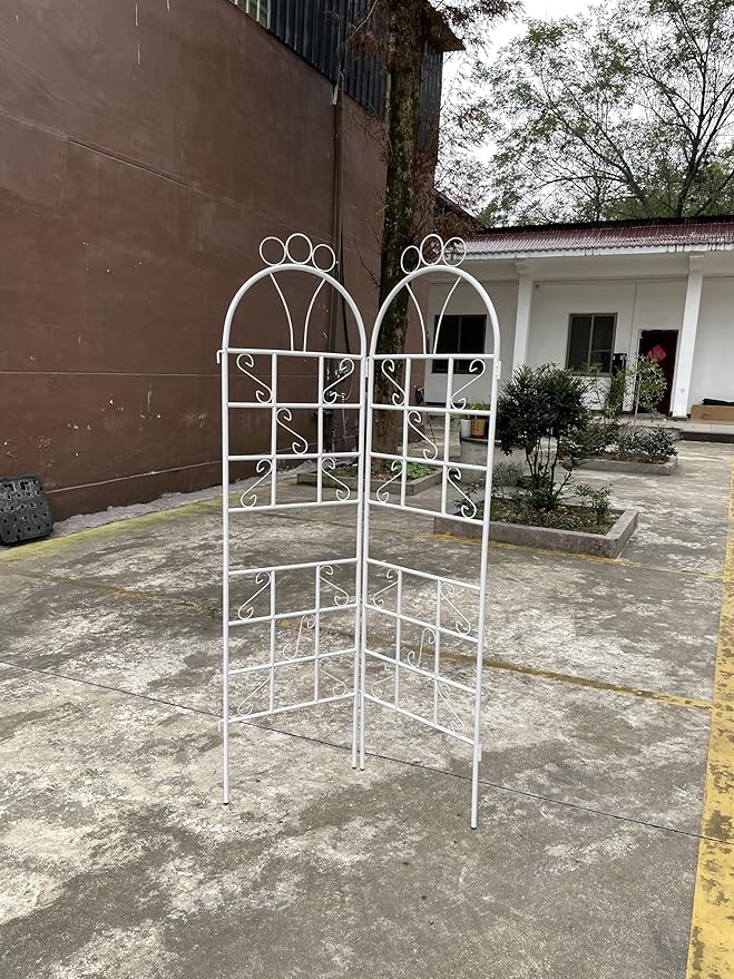 1Set (2pcs) Metal Garden Trellis for Climbing Plants Outdoor Rustproof Plant Support -Ceramic whiteware