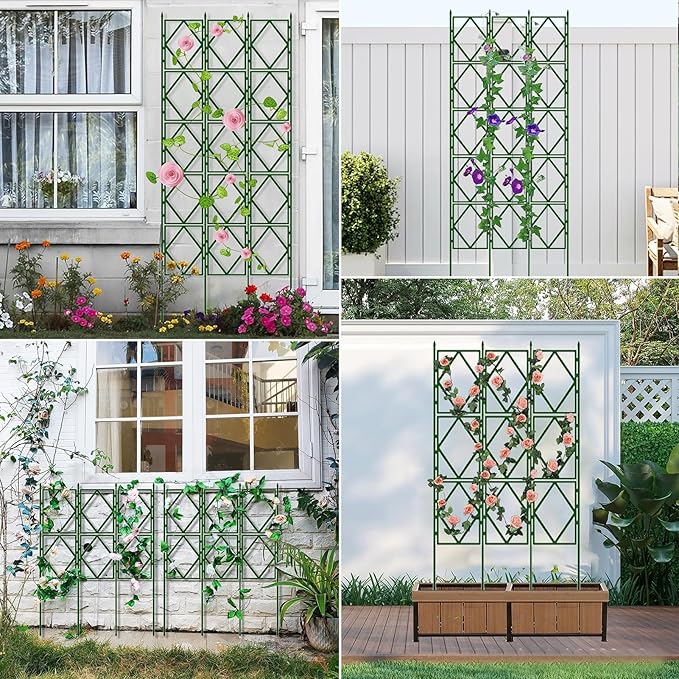 Green Plant Trellis Foldable - Patio Lawn &amp Yard Decoration Garden Trellis for Indoor Outdoor Vertical Climbing Vines Flowers Potted Plants Support(W60xH180CM(2.0x5.9FT))