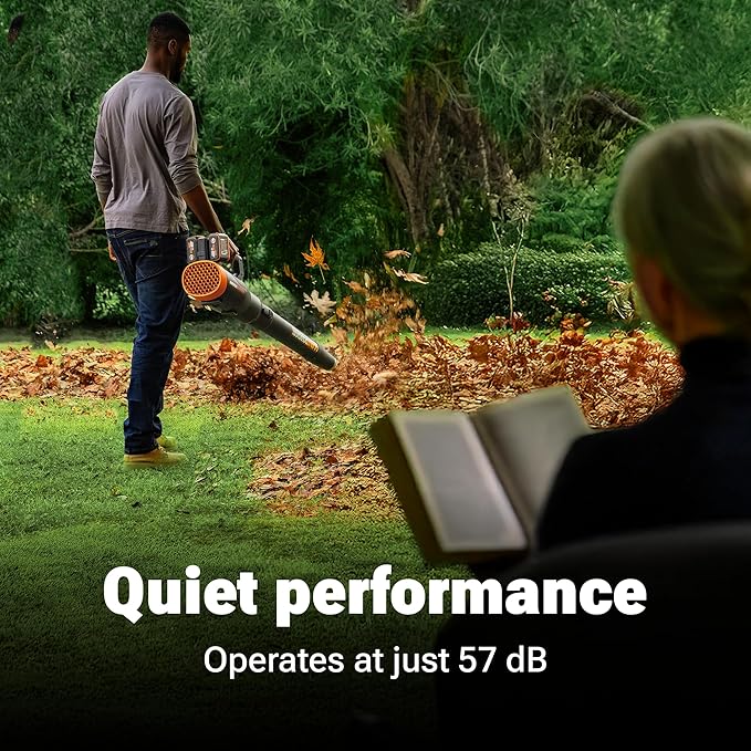 WORX Nitro Cordless Leaf Blower Quiet Electric Blower for Lawn Care with 530 CFM &amp 180 MPH 2 × 4.0 Ah Batteries &amp Charger Included WG581.1