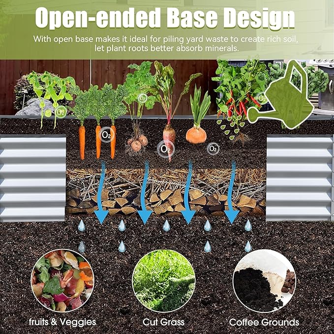 Galvanized Raised Garden Bed Outdoor Planter Garden Boxes Large Metal Planter Box for Gardening Vegetables Fruits Flowers Herb Tomato Potato. (Silver6x3x1.5ft)