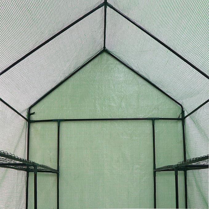 2-Tier 8-Shelf Mini Walk-in Greenhouse Portable Plant Herb Flower Gardening Hot House with PE Cover for Backyard Indoor Outdoor