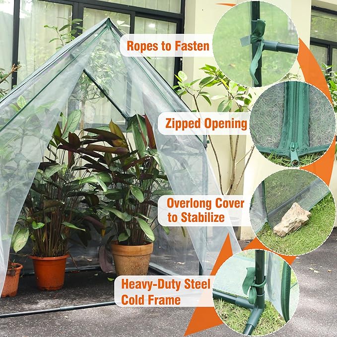 Gardzen Mini Greenhouse with Mesh Cover Portable Outdoor Greenhouse Enhanced Ventilation Ideal for Spring Summer &amp Fall 36.2(L) x53.3(W) x66.1(H)