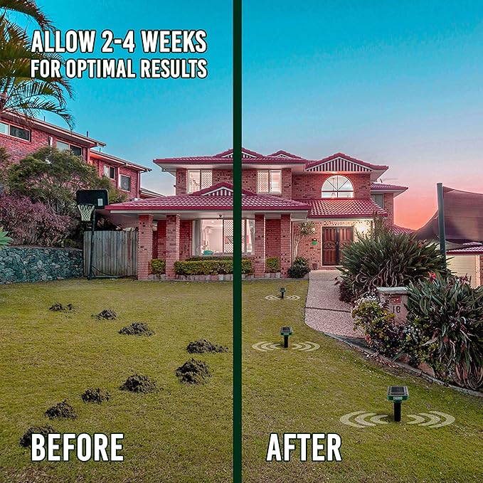 Animal Repellent for Garden - Our 2 Pack Rodent Mole Repellent for Lawns is The Answer for How to Keep Groundhogs Away - Waterproof Pest Repellents to Get Rid of Moles in Your Yard