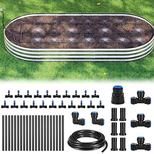 HIRALIY Raised Bed Drip Irrigation Kit Large DIY Garden Grid Watering System Garden Irrigation System for Flower Bed up to 4 x 8FT