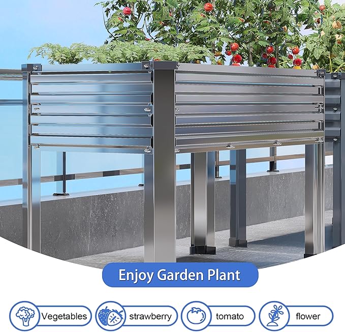 2PCS Galvanized Raised Garden Bed with Legs2PCS 48×18×30in Elevated Planter Box for BackyardOutdoor Garden Patio Balcony 300lb CapacitySilver