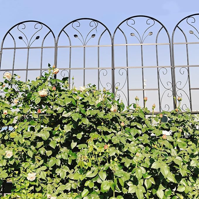 2-Pack Rustproof Metal Garden Trellis (86.7 x 19.7) | Tall &amp Modular Design | Single or Screen/Corner Use Easy Assembly for Climbing Plants &amp Garden Vertical Elegance (Black)