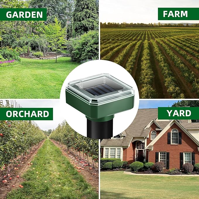 8 Pack Mole Repellent Solar Powered Gopher Repellent Ultrasonic Mole Stakes Deterrent for Yard Solar Rodent Repeller Outdoor for Vole Groundhog Chipmunk Snake Lawns Gardens Farms Burrowing Animals