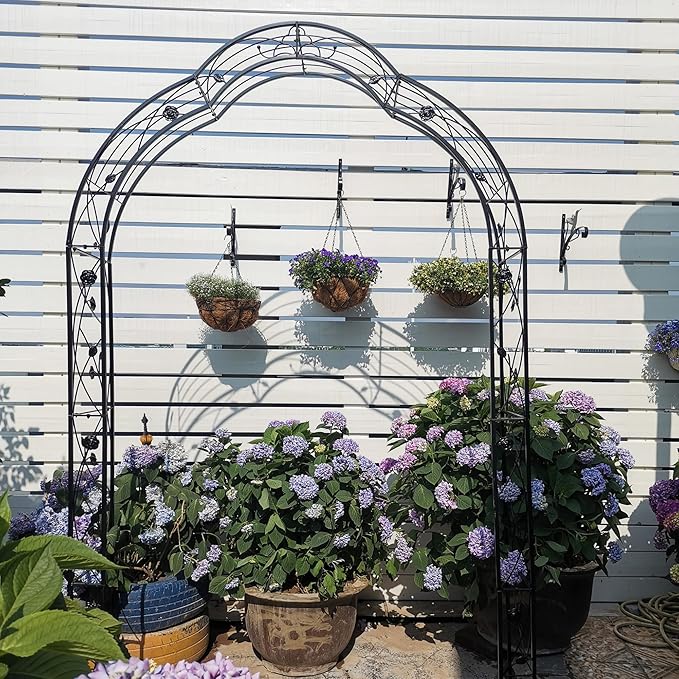 Metal Garden Arch Trellis Customizable 8-Style Garden Arbor for Climbing Plants Rose Arch Support Black Style for Weddings &amp Parties