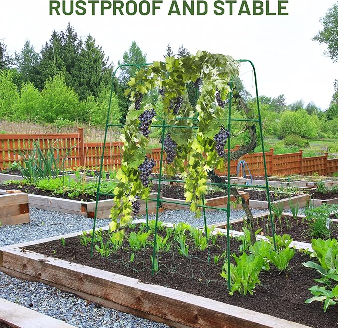 Compact U-Shaped Plant Trellis for Peas Beans &amp Light Climbing Plants - Rust-Resistant Foldable Design Lightweight Steel Ideal for Raised Beds &amp Patio Gardens(31 W x 47 H)