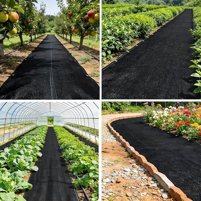 Weed Barrier Fabric Heavy Duty 3x100ft 3.2oz Non Woven Landscape Fabric with Scissors &amp 40 Ground Stakes Geotextile Ground Cover for Weed Control Garden Driveway Pathway Patio