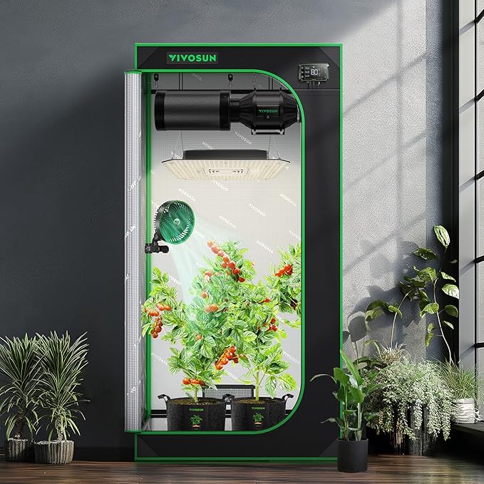 VIVOSUN S276 32x32x63 Grow Tent High Reflective Mylar with Observation Window and Floor Tray for Hydroponics Indoor Plant for VS1500