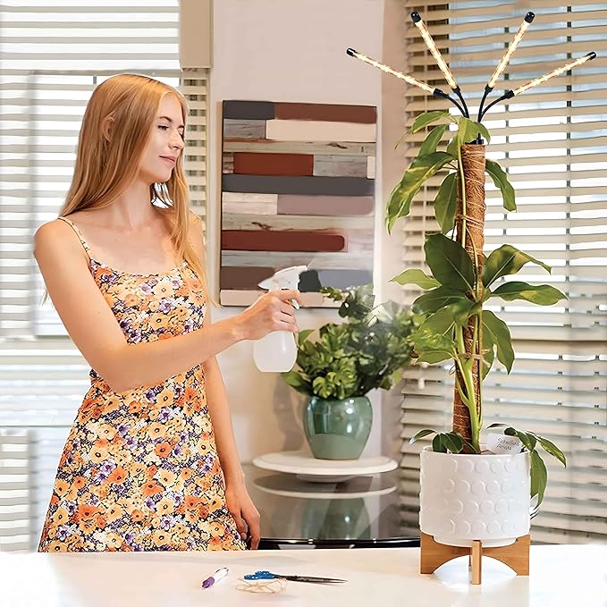Grow Lights with Moss Pole for Indoor Plants Full Spectrum LED Plant Light with Auto 3/9/12H Timer Adjustable Height 15-54 Plant Lights Coco Coir Pole for Monstera Philodendron Climbing Plants