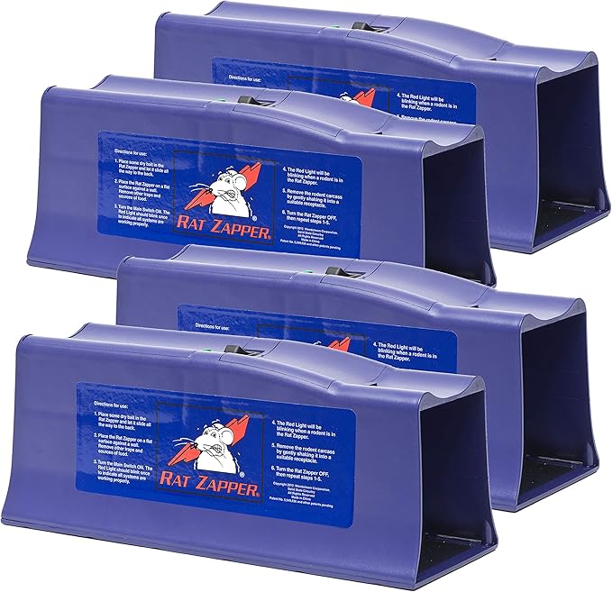 Victor Rat Zapper Classic Indoor Electronic Mouse and Rat Trap - 1 Electric Trap - RZC001-4 - Kill Up To 20 Rats - Easy to Use - LED Light Catch Alerts - Humanely Kill Mice and Rats - 4 Pack