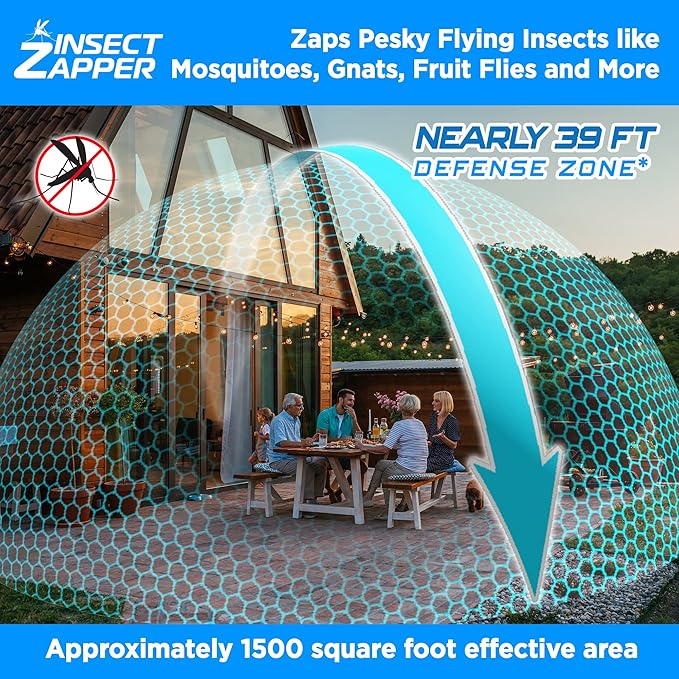 Livin’ Well Blue Bug Zapper Indoor Outdoor - 4000V High Powered Electric Mosquito Zapper Home Patio 1500 Sq Ft Range Fly Trap18W UVA Bulb Mosquito Killer Lamp Insect Bug Light