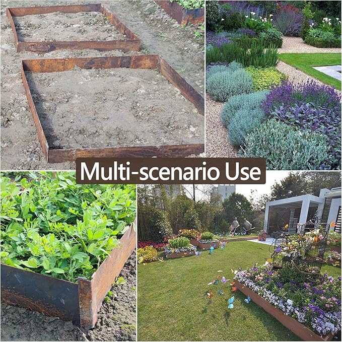 Cor-Ten Steel Raised Planter with Rust Patina Finish Pre-Rusted Cor-Ten Raised Garden Bed Kit2FT x 2FTx 8IN