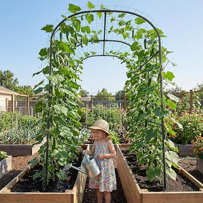 DoCred Tall Garden Arch Trellis for Climbing Plants 83 Inch Tall Metal Plant Support Trellis Archway for Climbing Vine Vegetable/Fruit/Flower Outdoor Yard Lawn Garden Arch Tunnel Trellis