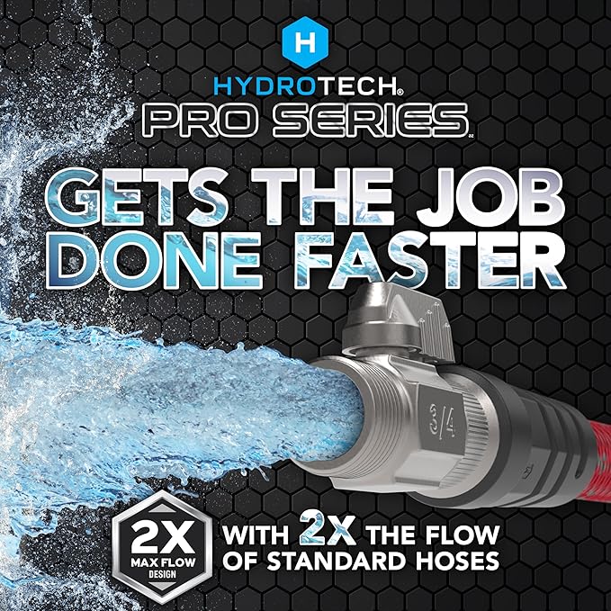 HydroTech 200 ft Expandable Garden Hose - Pro Series 2x Max Flow 3/4 No-Kink Flexibility Lightweight Hose for Lawn Garden Car Washing Deck and Patio Cleaning