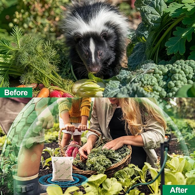 24 Pack Natural Skunk Pouches Skunk Raccoon Repellent Pouches for Outdoor Yard Garden House | Long-Lasting Protection | Safe for Dogs and Children