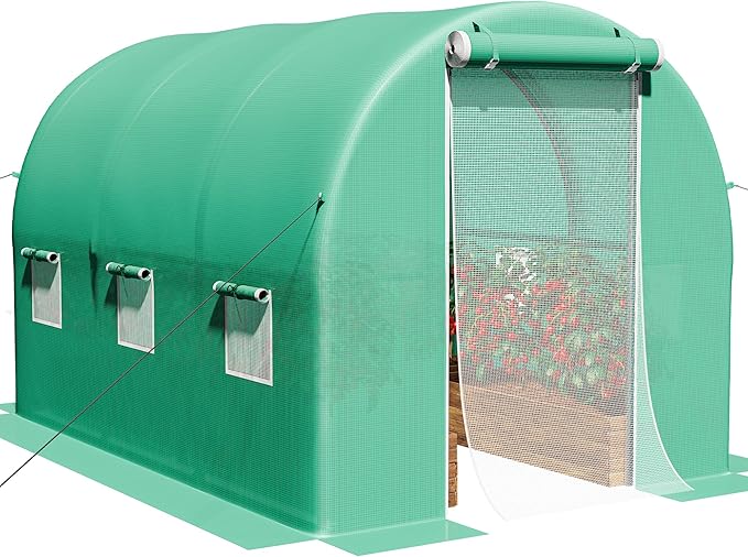 YITAHOME 10x6.5x6.5ft Greenhouses Large Walk-in Green House Heavy Duty Tunnel Green Houses Outdoor Portable Plant Gardening Upgraded Galvanized Steel Frame Zipper Doors 5 Crossbars Garden