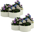 GarveeLife 2-Pack Galvanized Raised Garden Bed – Rust-Resistant Petal-Shaped Outdoor Planter Box with Open Base for Herbs Veggies &amp Flowers Ground-Connected Design for Deep Root GrowthBeige