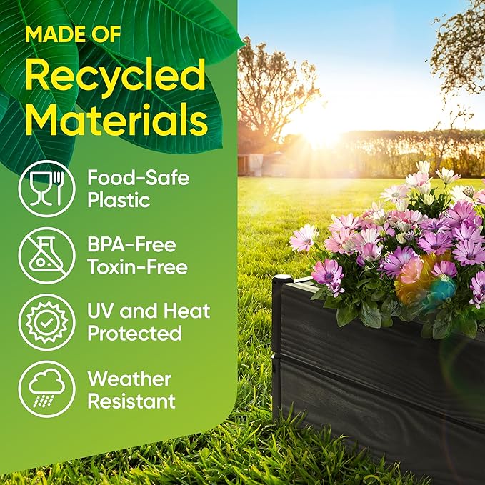 Raised Garden Bed Made of 100% Recycled Plastic Panels | Garden Boxes with Legs or Without | Holding 4 cu ft of Soil |by D.F. Omer