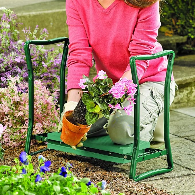 Collections Etc Garden Kneeler and Seat Green
