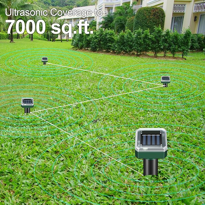Mole Repellent for Lawns 8 Pack Solar Powered Mole Repeller Ultrasonic Gopher Repellent Outdoor Waterproof Vole Vibration StakesSonic Gopher Deterrent Yard for Rodent Groundhog Snake Chipmunk