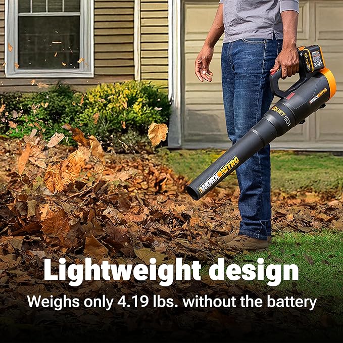 WORX Nitro Cordless Leaf Blower Quiet Electric Blower for Lawn Care with 530 CFM &amp 140 MPH Batteries &amp Charger Not Included WG581.9