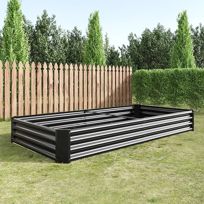 Raised Garden BedRaised Beds for Gardening Outdoor for Vegetables Flowers Ground Planter BoxGalvanized Raised Garden Beds. (Black with 8x4x1ft)