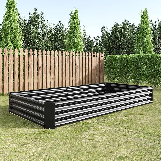 Galvanized Raised Garden Bed for VegetablesPlanter Raised Garden Boxes OutdoorMetal Raised Garden Beds Steel Kit for Vegetables Flower Herb Patio Black Rectangle