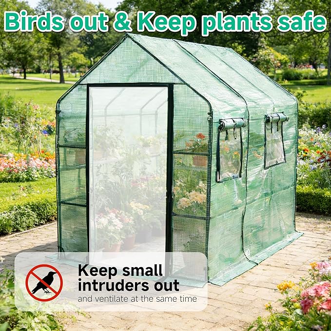 SUNGIFT Greenhouse for Outdoors 56 x 85 x 77 Inch Walk-in Outdoor Greenhouses Portable Green House 3 Tiers 20 Shelves for Garden Patio Backyard Green
