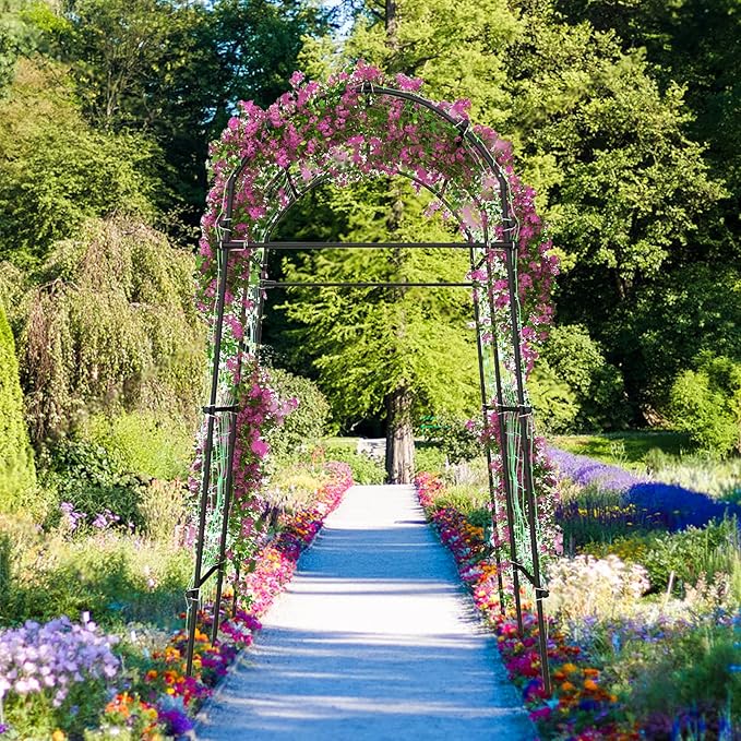 Garden Arch Trellis 71 x 45 x 90 Tall Metal Plant Support w/Net Rustproof PE-Coated Frame Garden Trellis for Climbing Plants Vegetable Flower Vine Perfect for Outdoor Yard Lawn