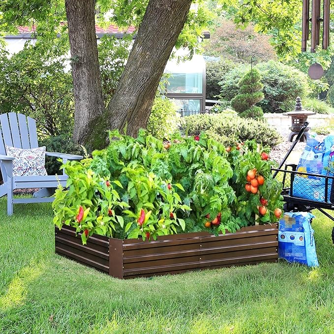 LuxenHome Galvanized Raised Garden Bed Kit 6x3x1ft Raised Garden Bed Outdoor Rectangular Metal Gardening Planter Box Large Plant Pot Planting Bed Gardening Tools for Vegetables Flowers Herbs