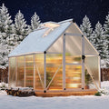 6x7 FT Outdoor Polycarbonate Greenhouse with Lockable Door Adjustable Roof Vent and Windproof Aluminum Frame Walk-in Design for Backyard or Lawn