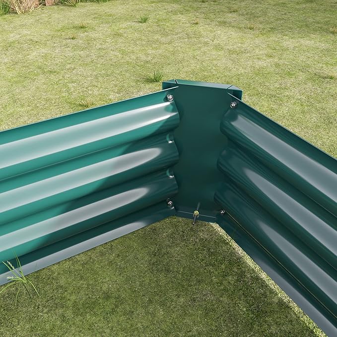 Metal Raised Garden Bed Rectangle Raised Planter 4×2×1ft for Flowers Plants Vegetables Herb Green