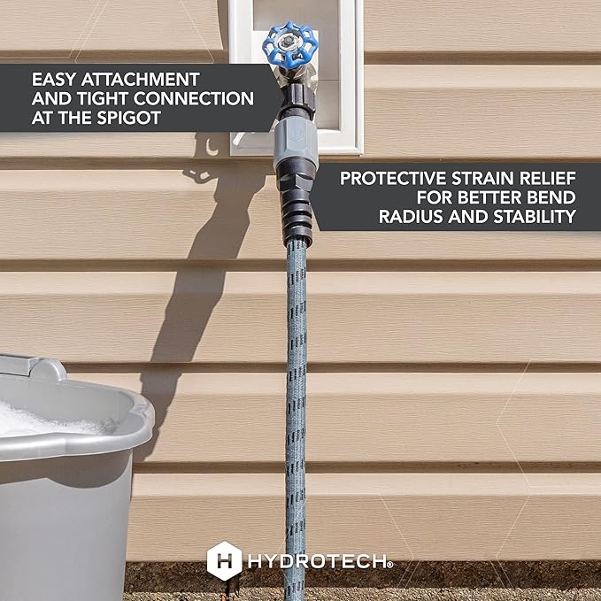 Hydrotech 60 ft Garden Hose – Patented Force Control Burst-Proof Lightweight Flexible No-Kink Design 5/8 4 Tire Hose Guides Ideal for Car Wash &amp Automotive Care