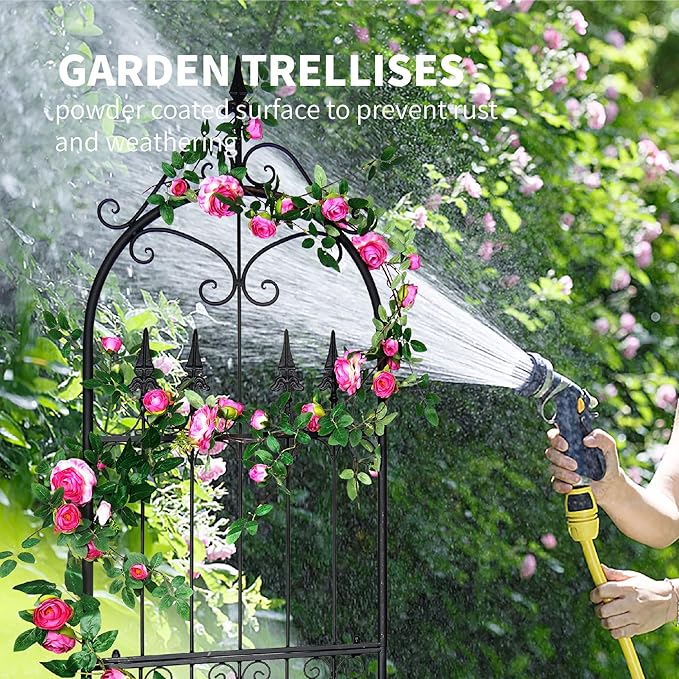 Garden Garden Trellises 86” x 21.7” for Climbing Plants 7.2FT Metal Iron Wire Vine Flower Trellis Perfect for Supporting Climbing Plants Outdoor Roses Vines Flowers and Vegetables