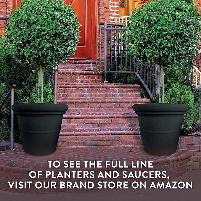 The HC Companies Terrazzo Large Round Plastic Plant Pot w/Rolled Rim - Lightweight &amp UV Resistant Gardening Pot for Herbs &amp More - Outdoor &amp Indoor Plant Pots w/Drainage (20” Clay Pack o